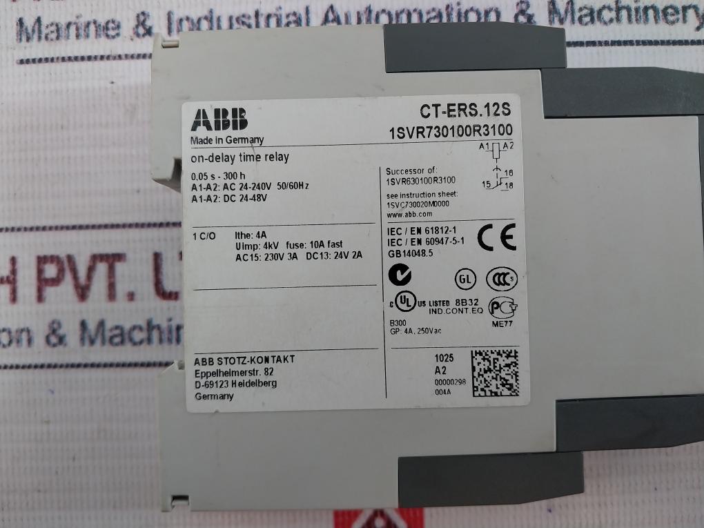 Abb Ct-ers.12S On-delay Time Relay 0.05 S-300 H 1Svr730100R3100