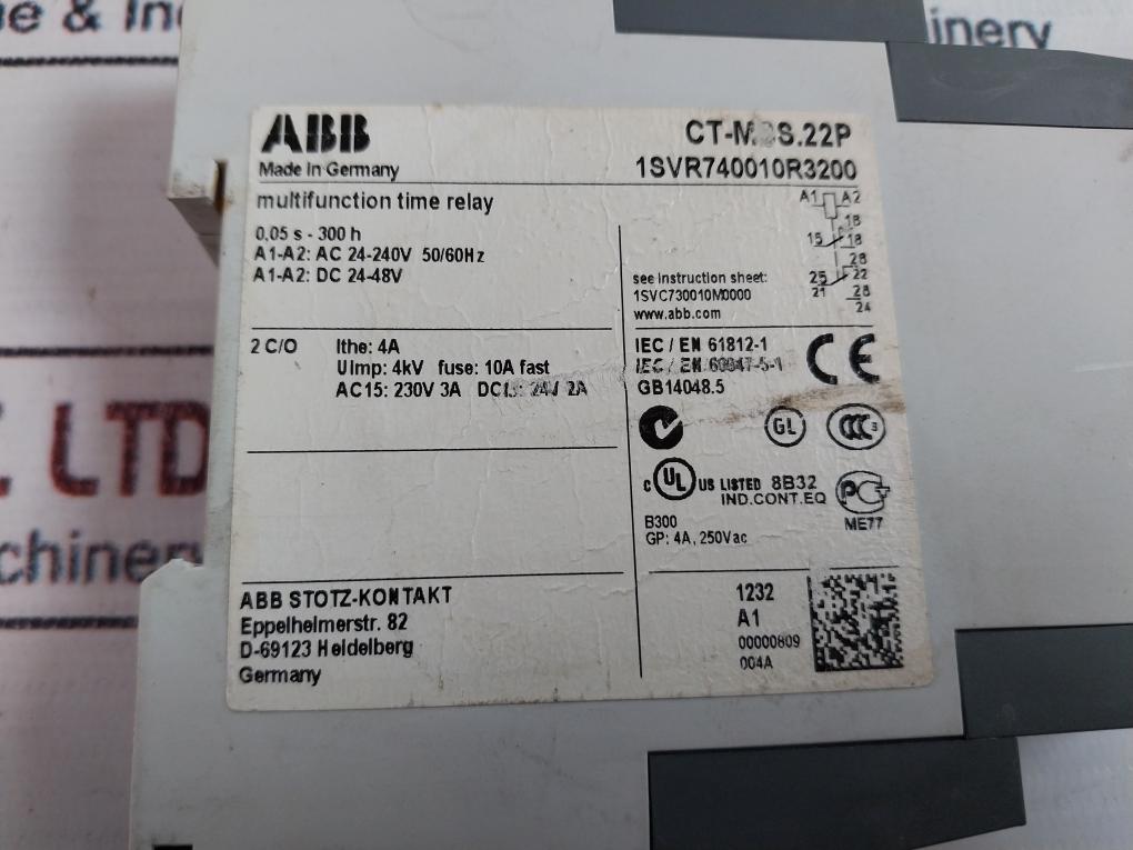 Abb Ct-mbs.22P Multifunction Time Relay 0.05S-300H 50/60Hz