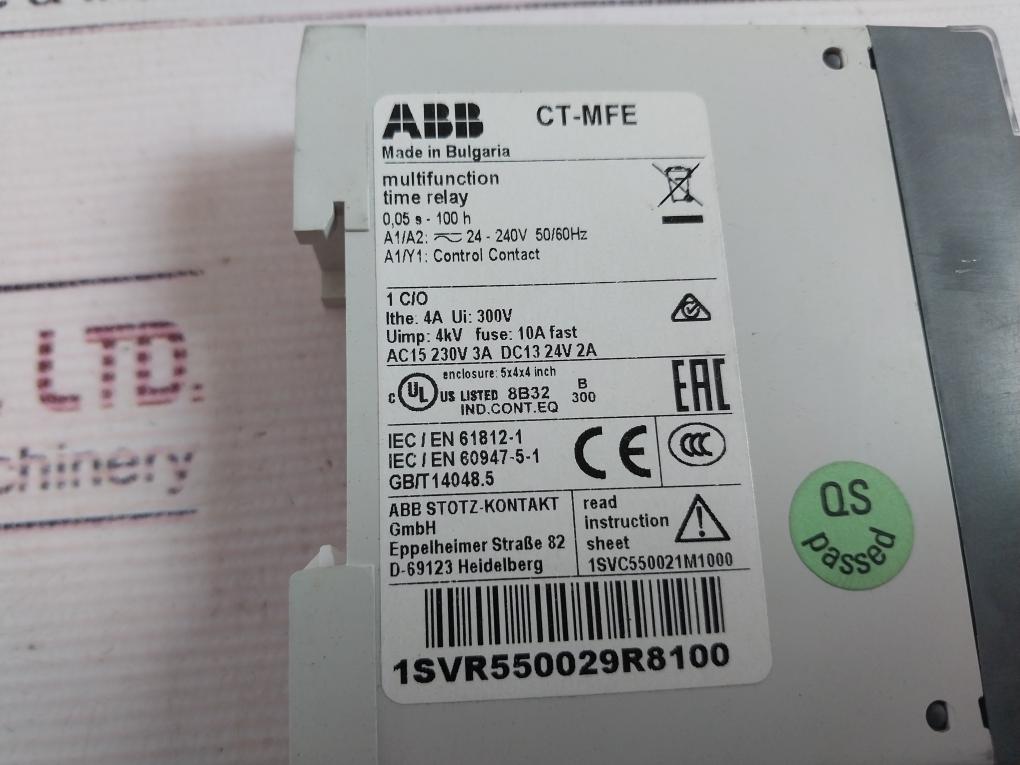 Abb Ct-mfe Multifunction Time Relay 1Svr550029R8100 0.05S-100H