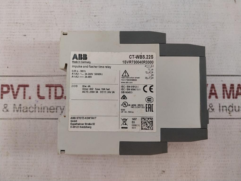 Abb Ct-wbs.22S Time Relay 1Svr730040R3300 24-240V 50/60Hz Iec/En 60947-5-1