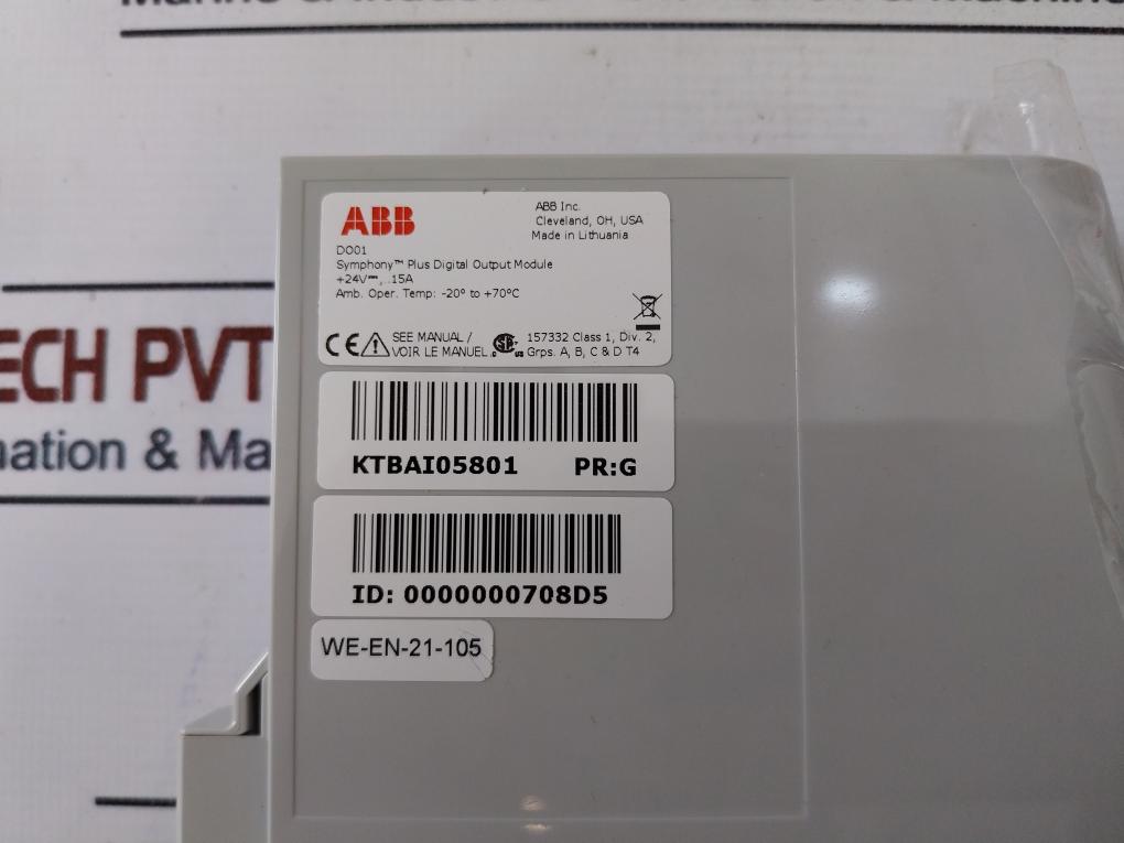 Abb Do01, 16 Channel 24/48 Vdc 250 Ma Digital Output Module