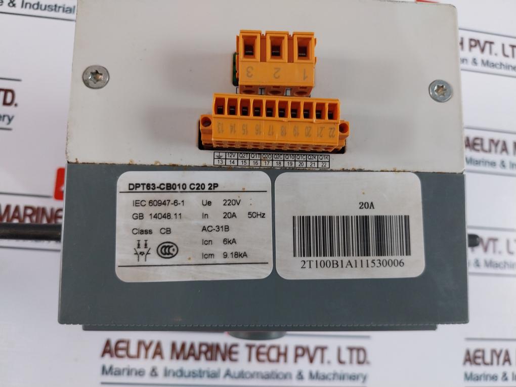 ABB DPT63-CB010 C20 2P Miniature Circuit Breaker 20W 220V 50Hz 15 R/Min