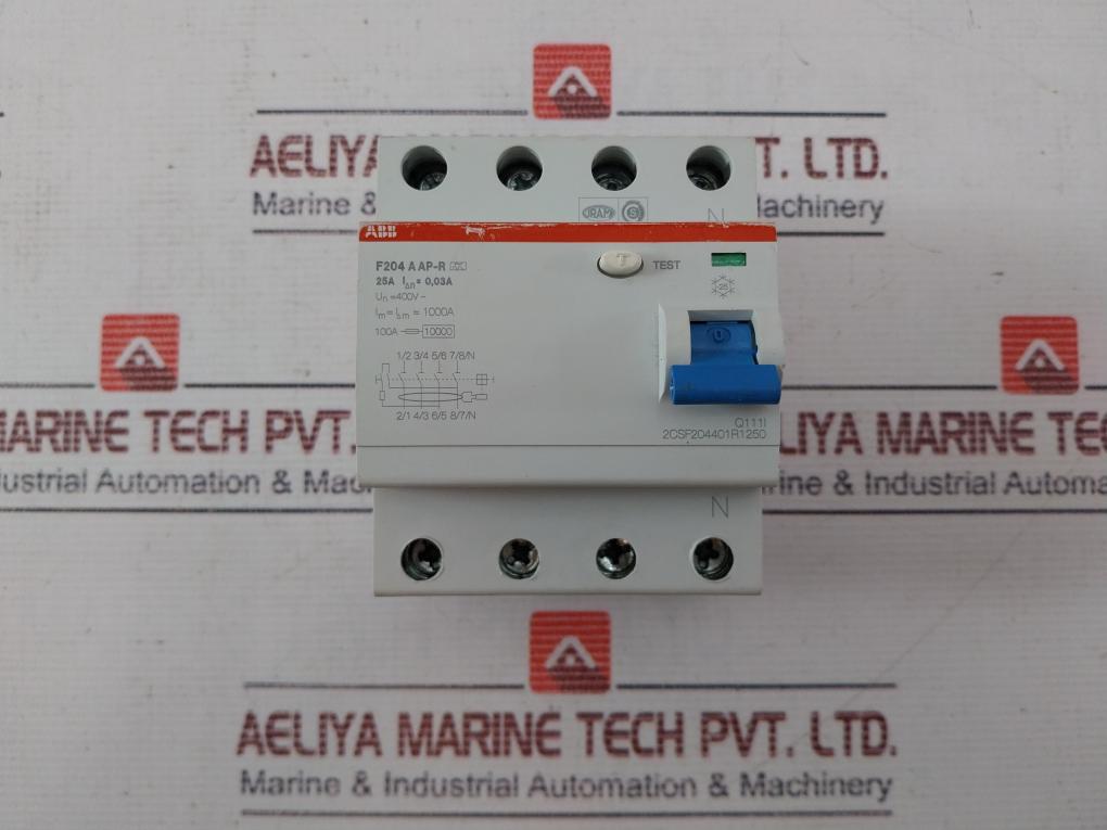 Abb F204 A Residual Current Circuit Breaker 2Csf204401R1250 Un= 400V ...