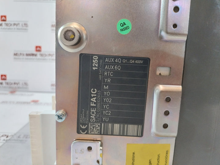 Abb Fa1C Formula Air Circuit Breaker 1250A 50-60Hz Iec 60947-2 12Kv