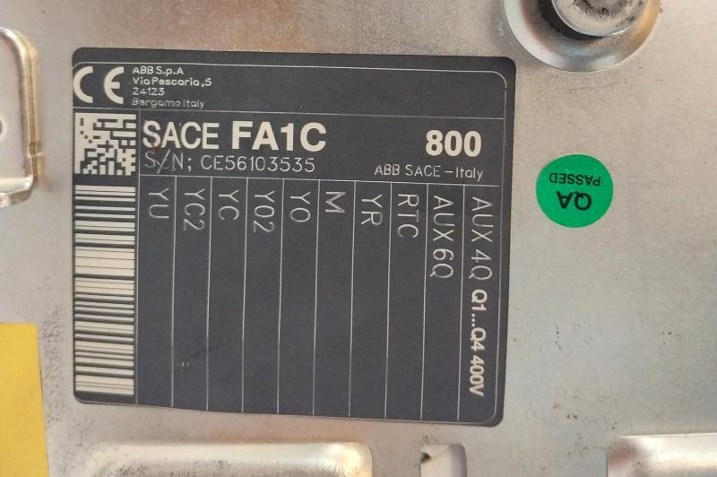 Abb Fa1C Formula Air Circuit Breaker 24Vdc 50-60Hz 800A 12Kv 400V