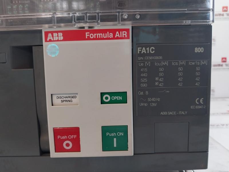 Abb Fa1C Formula Air Circuit Breaker 24Vdc 50-60Hz 800A 12Kv 400V