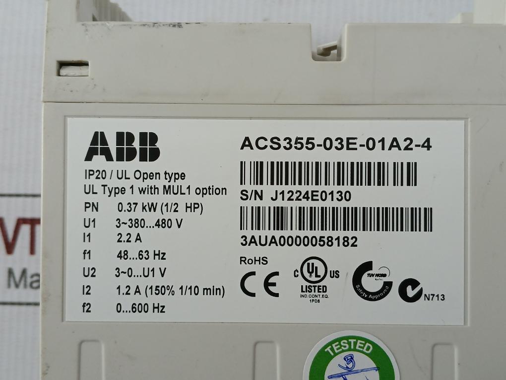 Abb Frequency Drive 0.37 Kw 48-63 Hz Acs355-03E-01A2-4