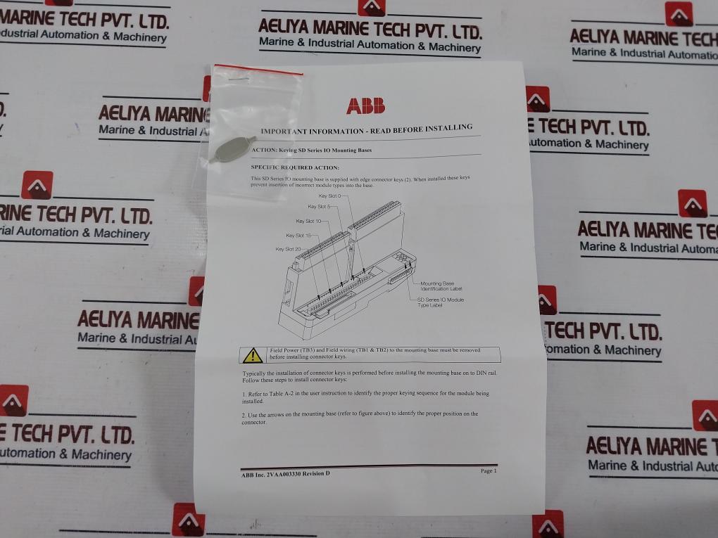 Abb Hbs01-fph Horizontal Row Mount Base For Single Module Rev: D