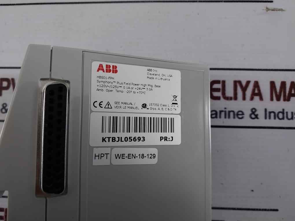 Abb Hbs01-fph Horizontal Row Mount Base For Single Module Rev: D