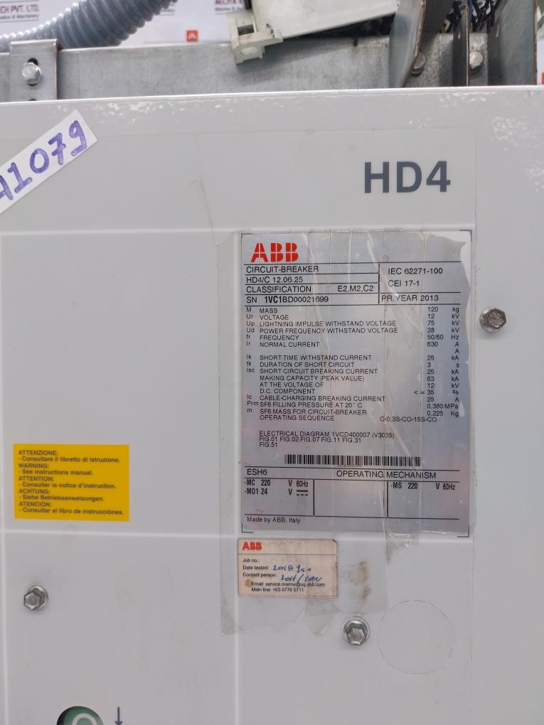 Abb Hd4/C 12.06.25 Circuit-breaker Frequency 50/60 Hz 630 A