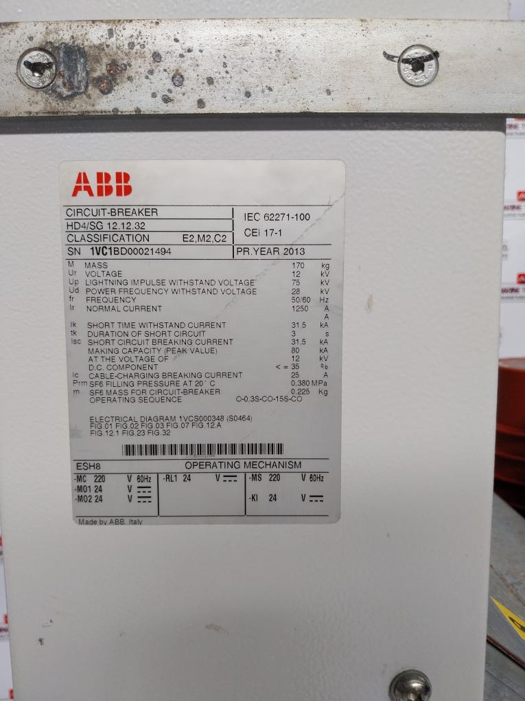 Abb Hd4/Sg 12.12.32 Mv Circuit Breaker Sf6 Medium Voltage Gas Insulation