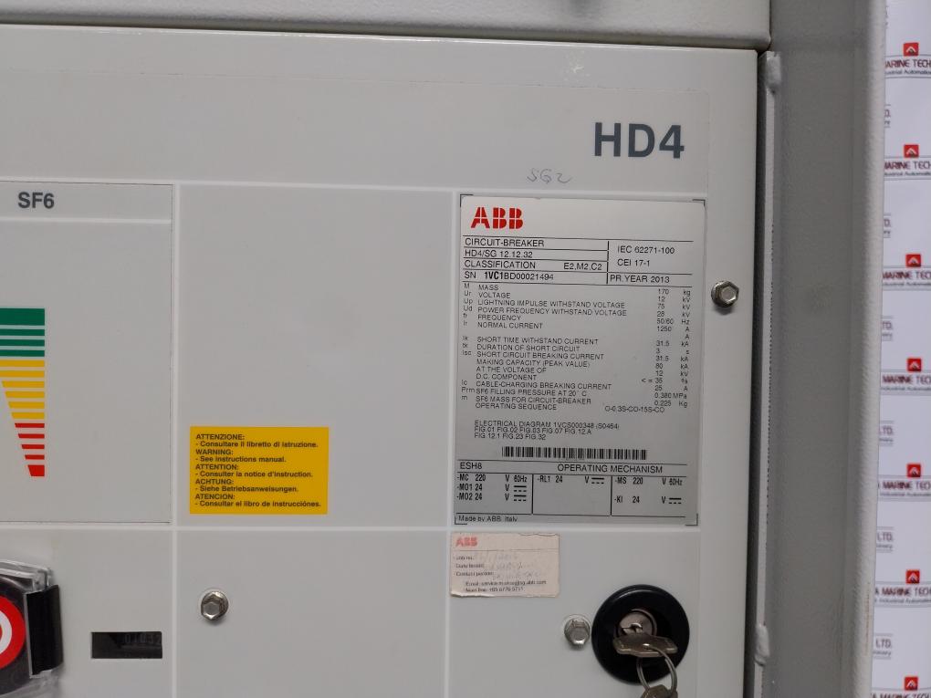 Abb Hd4/Sg 12.12.32 Mv Circuit Breaker Sf6 Medium Voltage Gas Insulation