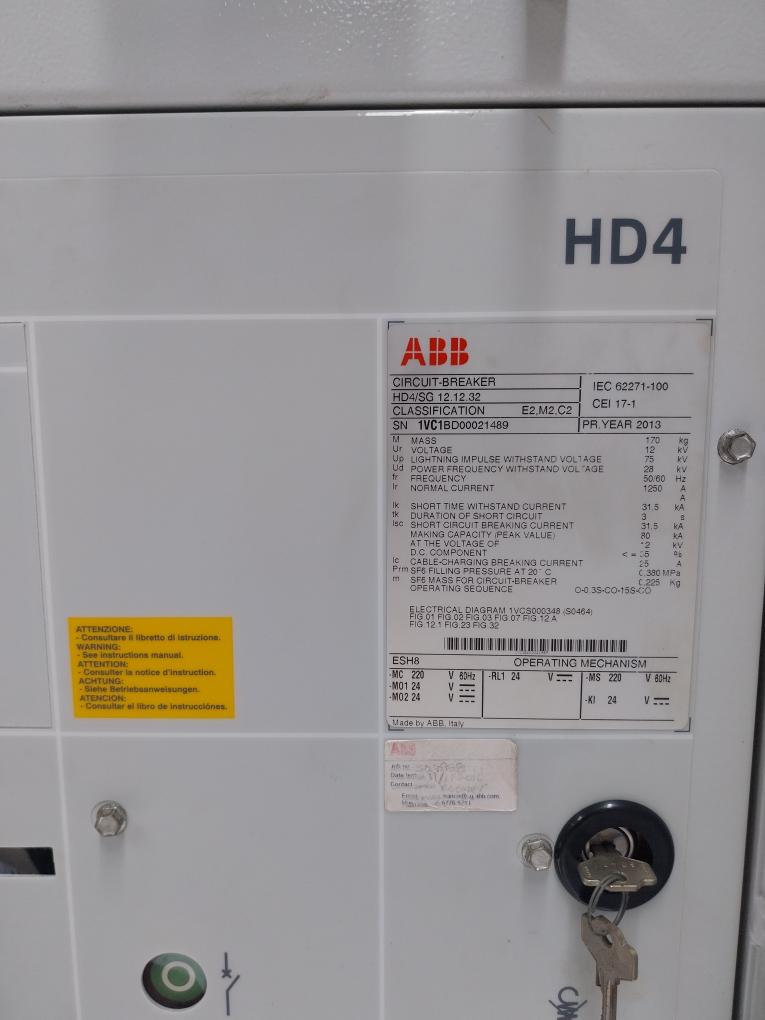 Abb Hd4/Sg 12.12.32 Sf6 Circuit-breaker 12 Kv 50/60 Hz 1250 A