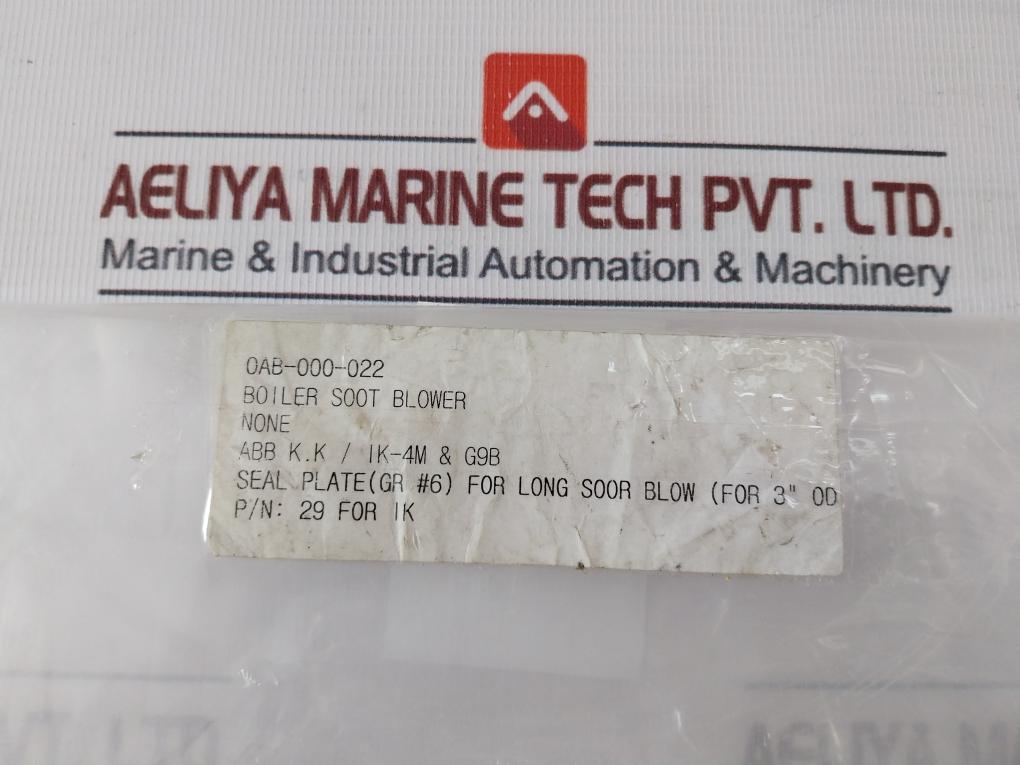 Abb Ik-4M & G9B Seal Plate For Long Soot Blower For 3 Inch Od 0Ab-000-022