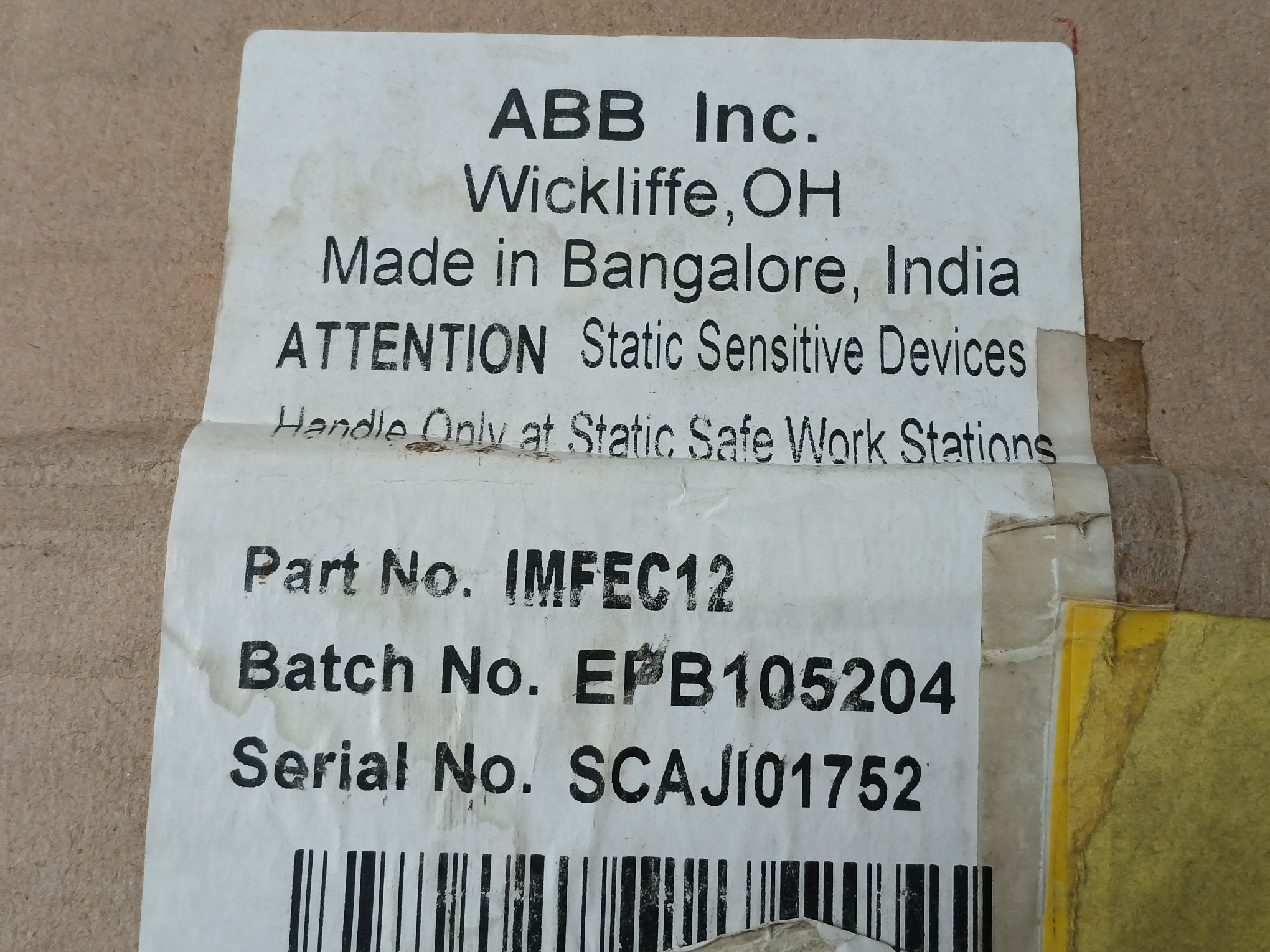 Abb Imfec12 Analog Input Module Circuit Board