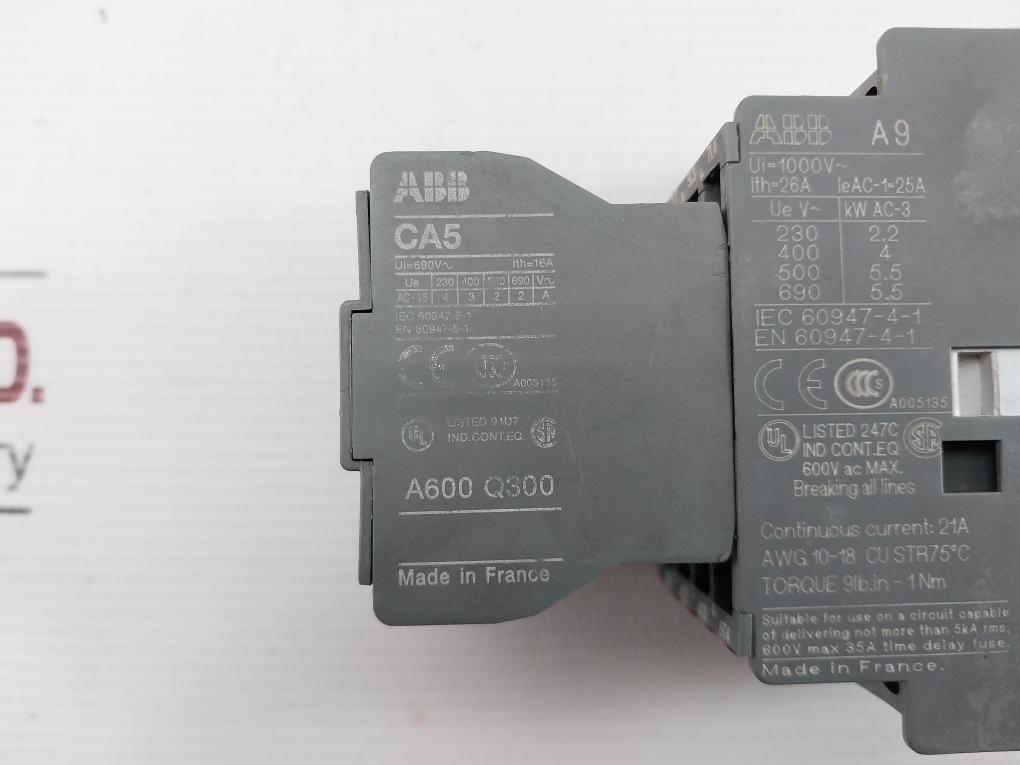 Abb Ith=16A/26A Auxiliary Contact Block A9