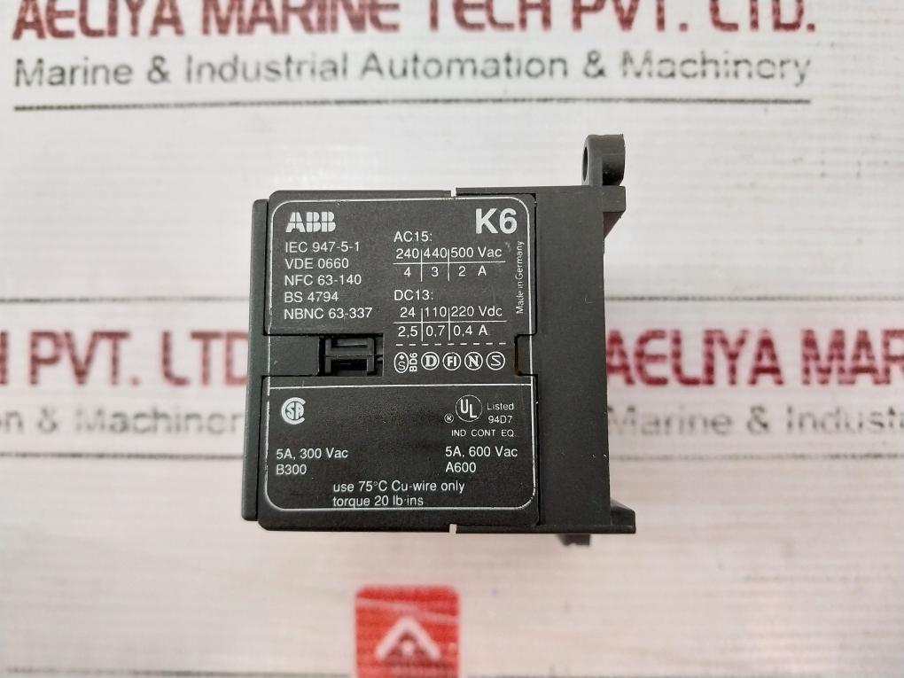 Abb K6-40E Mini Contactor 5A 300 Vac 600 Vac 220-240V 40-450Hz