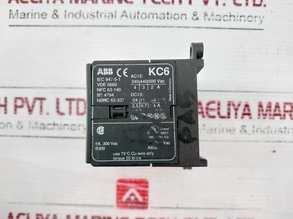 Abb Kc6-22Z Mini Contactor Iec 947-5-1 Vde 0660 20 Lb-ins