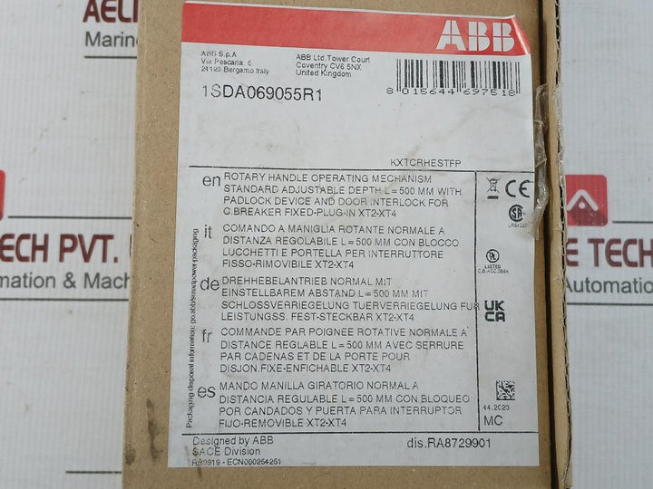 Abb Length 500Mm Rotary Handle Mechanism For Circuit Breaker 1Sda069055R1