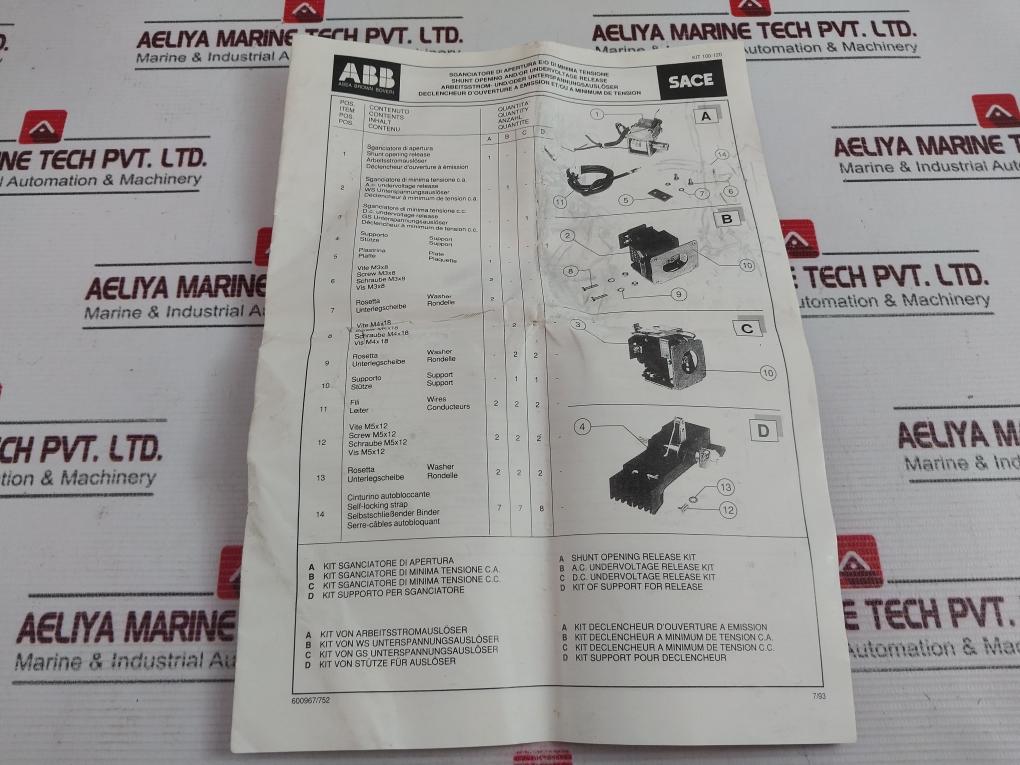 Abb Ln32-63 Fixed Part For Plug-in Circuit- Breaker Kit