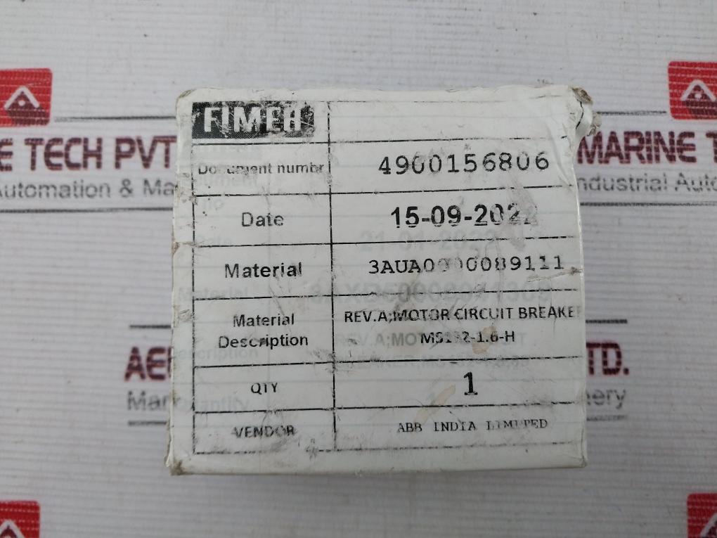 Abb Ms132-1.6 Manual Motor Starter 1Sam350000R1006