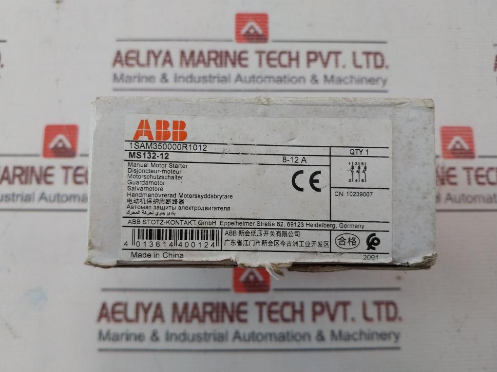 Abb Ms132-12 Manual Motor Starter 1Sam350000R1012 8-12A 690V