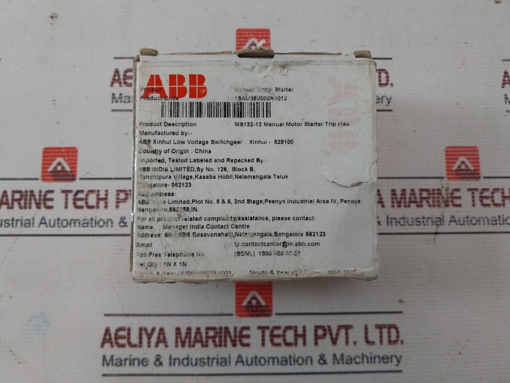 Abb Ms132-12 Manual Motor Starter 1Sam350000R1012 8-12A 690V