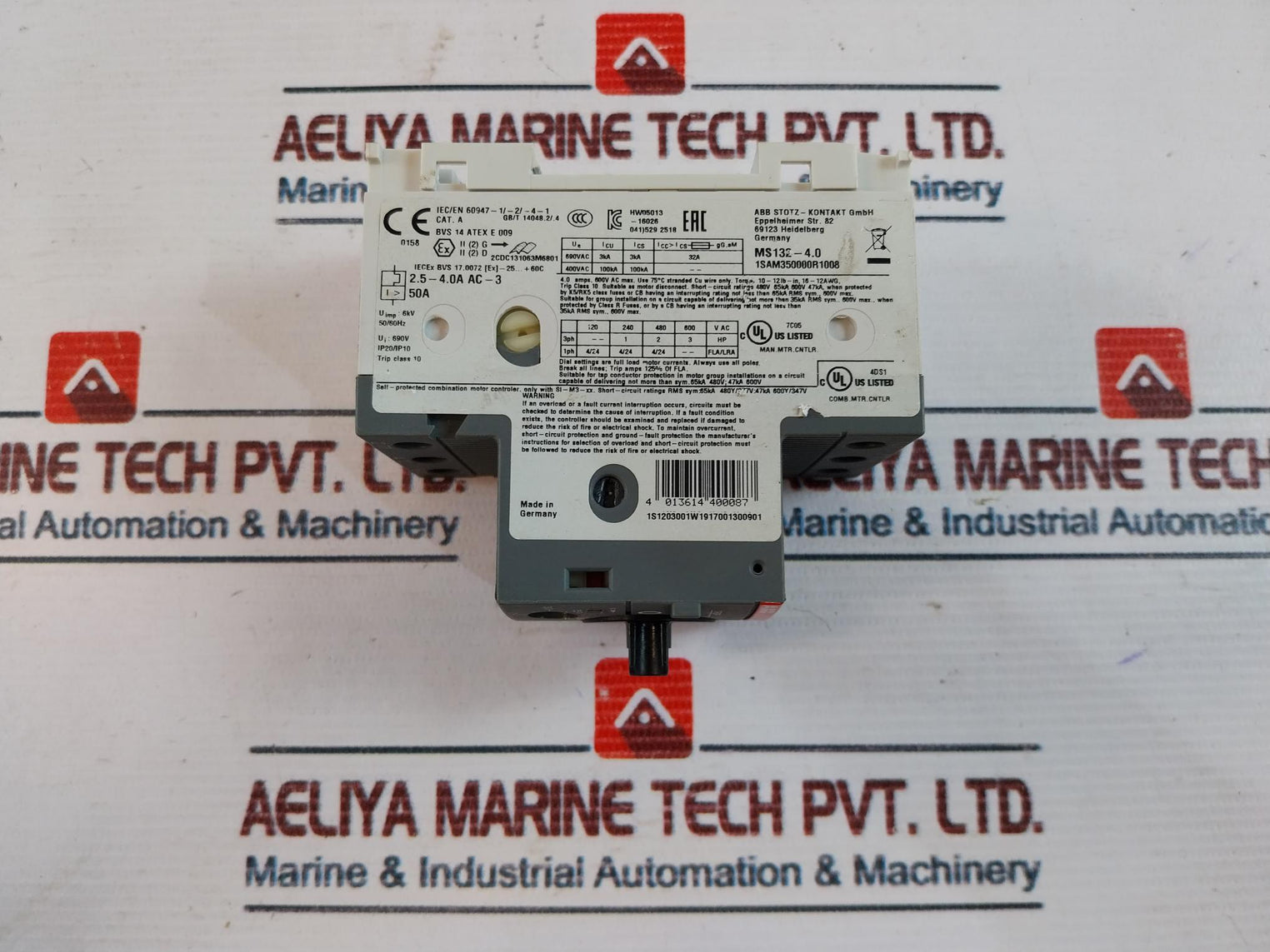 ABB MS132-4.0 Manual Motor Starter Cat A 50/60Hz