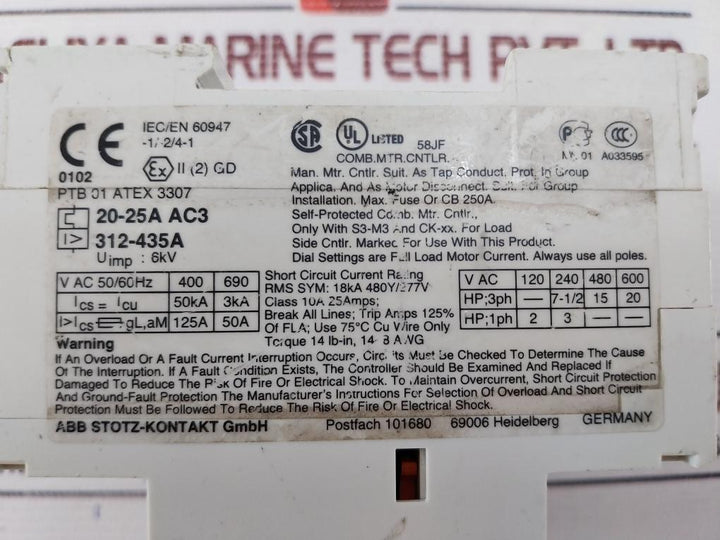 Abb Ms 325 Manual Motor Starter 312-435A