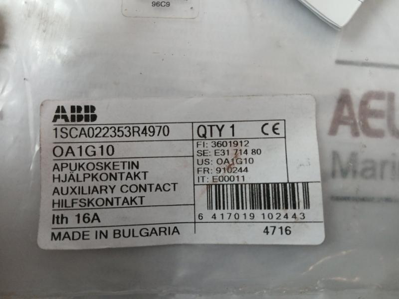 Abb Oa1G10 Auxiliary Contact 1Sca022353R4970 10A 600Vac 16A