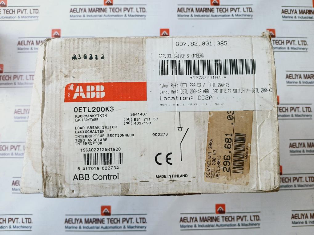 Abb Oetl200K3/Oh-j Load Break Switch 1Sca022125R1920 250A 50/60Hz