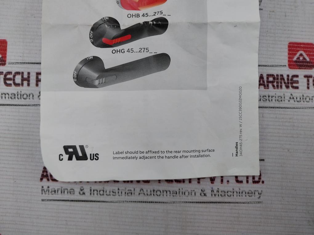 Abb Ohb145J12 Handle For Switches 1, 3R, 12 1Sca022381R2110