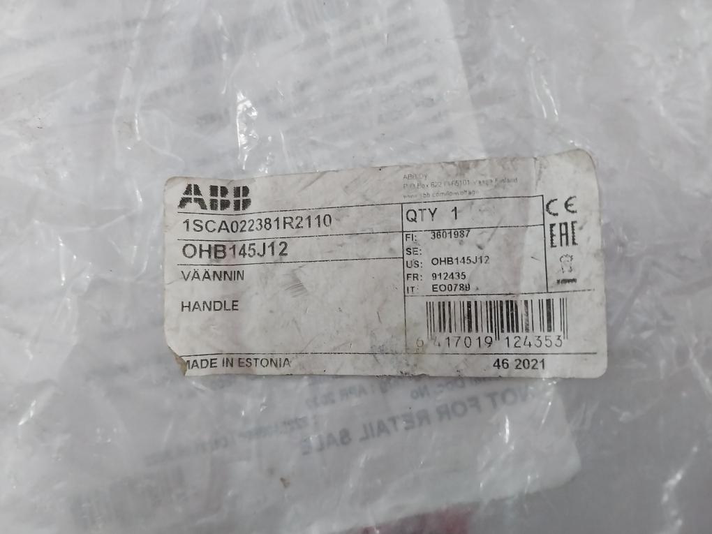 Abb Ohb145J12 Handle For Switches 1, 3R, 12 1Sca022381R2110
