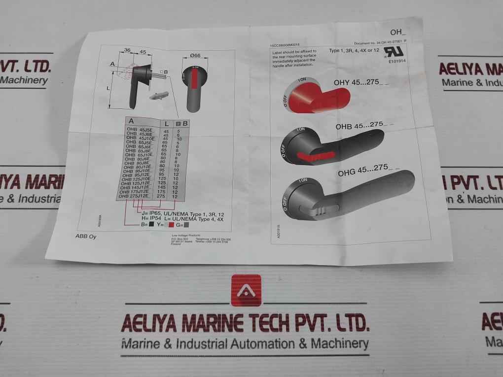 Abb Ohb 65J6E011 Rotary Handle