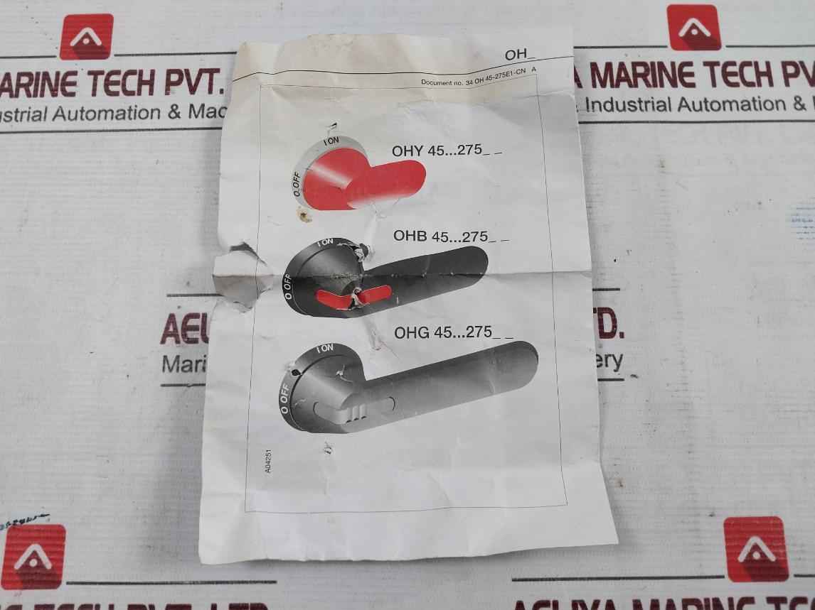 Abb Ohb95J12E011 Control Handle For Switche Ohb 95J12E Ip65