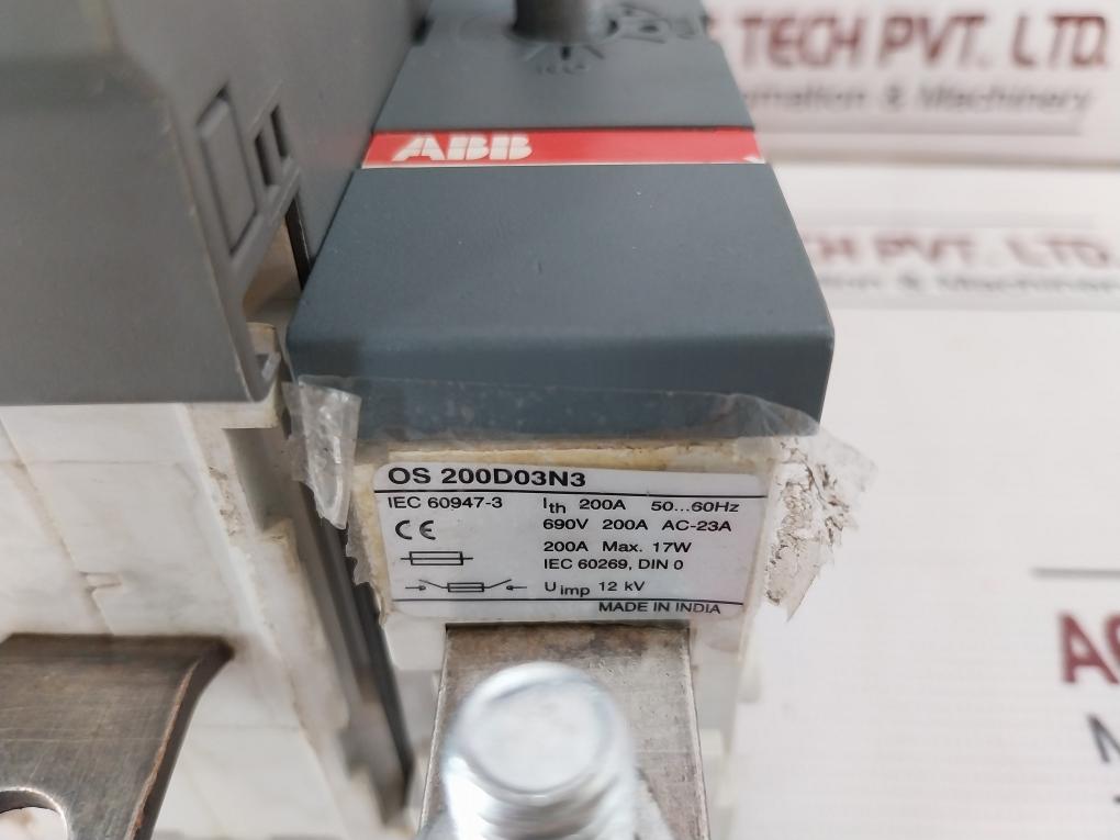 Abb Os 200D03N3 Switch Disconnector Fuse 690V 200A 50-60Hz 17W 12Kv