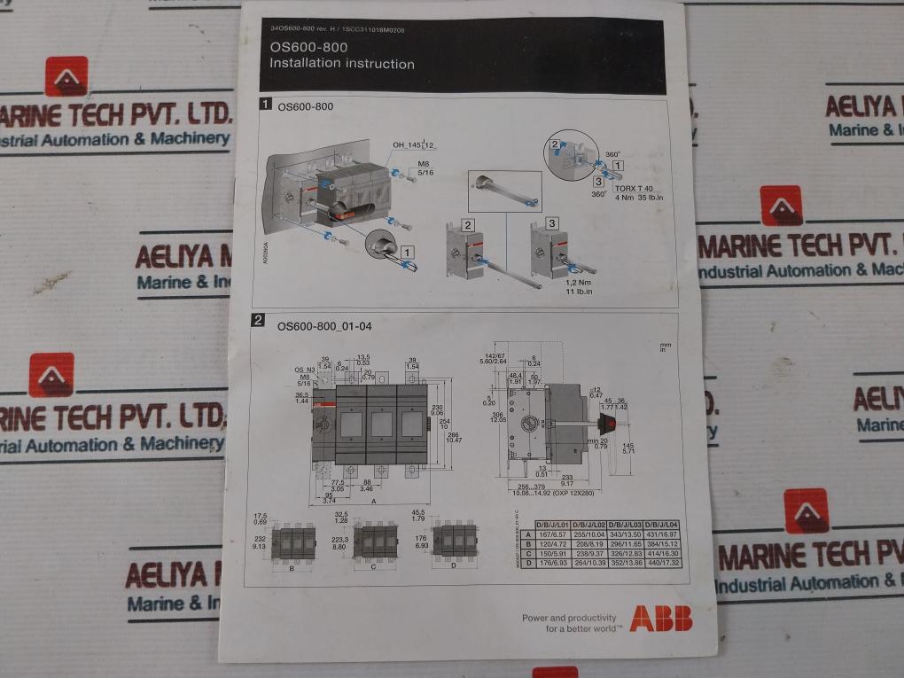 Abb Os630D03 Switch Fuse Unit 630A