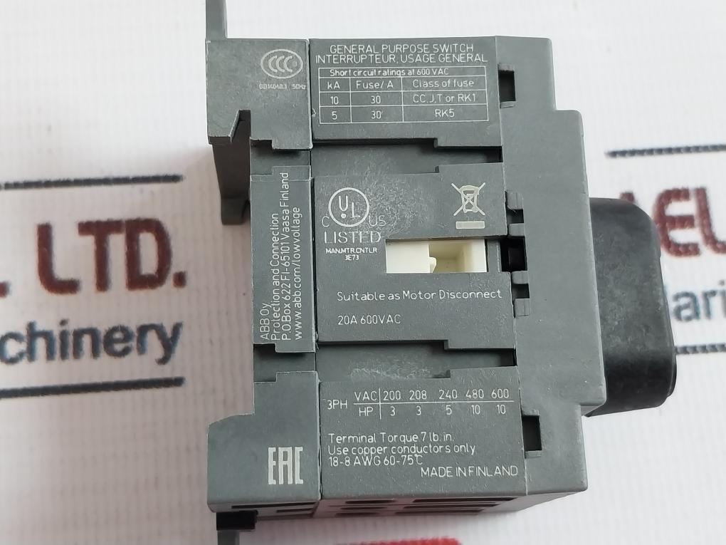 Abb Ot16F3 Switch-disconnector With Ohb 45J6 Handle 25A