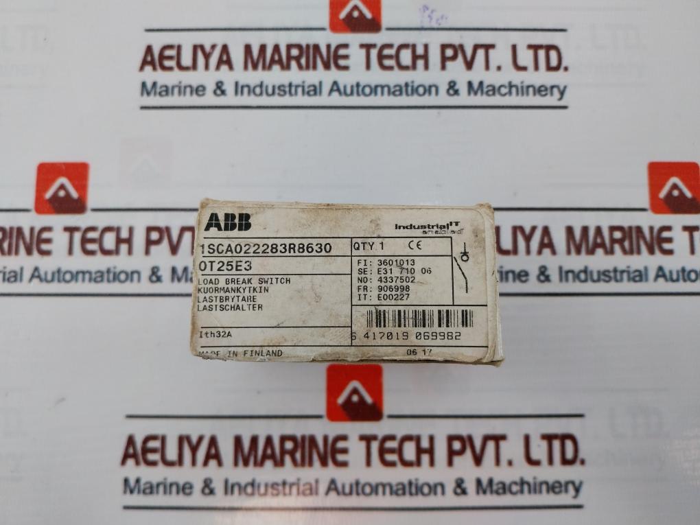 Abb Ot25E3 Load Break Switch 25A 600Vac Iec 60947-3