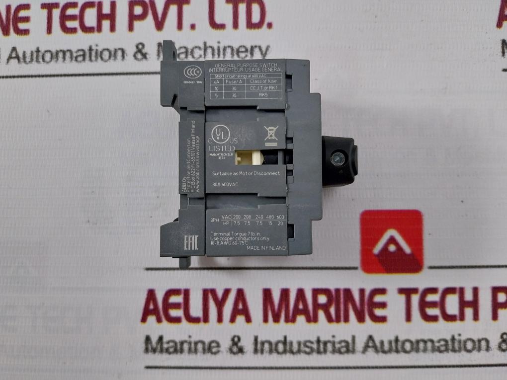Abb Ot25F3 Disconnect Switch 50-60Hz 32A 60-75°C