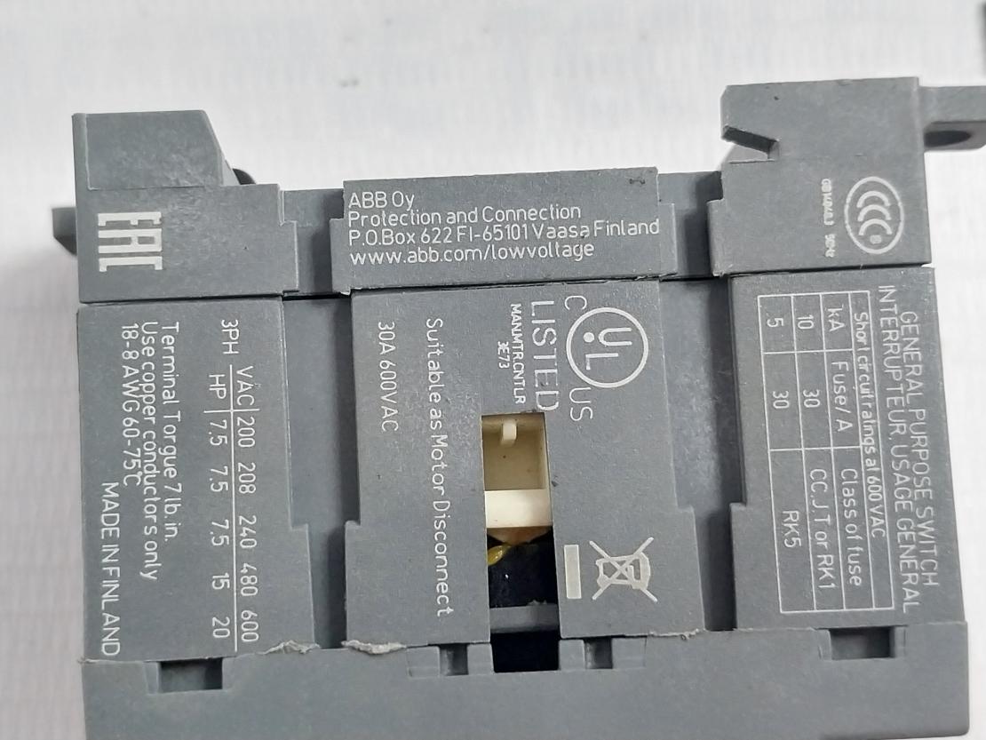 Abb Ot25F3 Disconnect Switch 50-60Hz 60-75C 32A