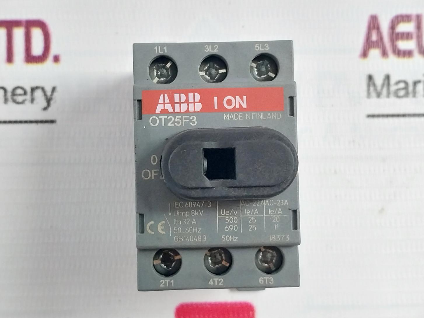 Abb Ot25F3 Disconnect Switch 50-60Hz 60-75C 32A
