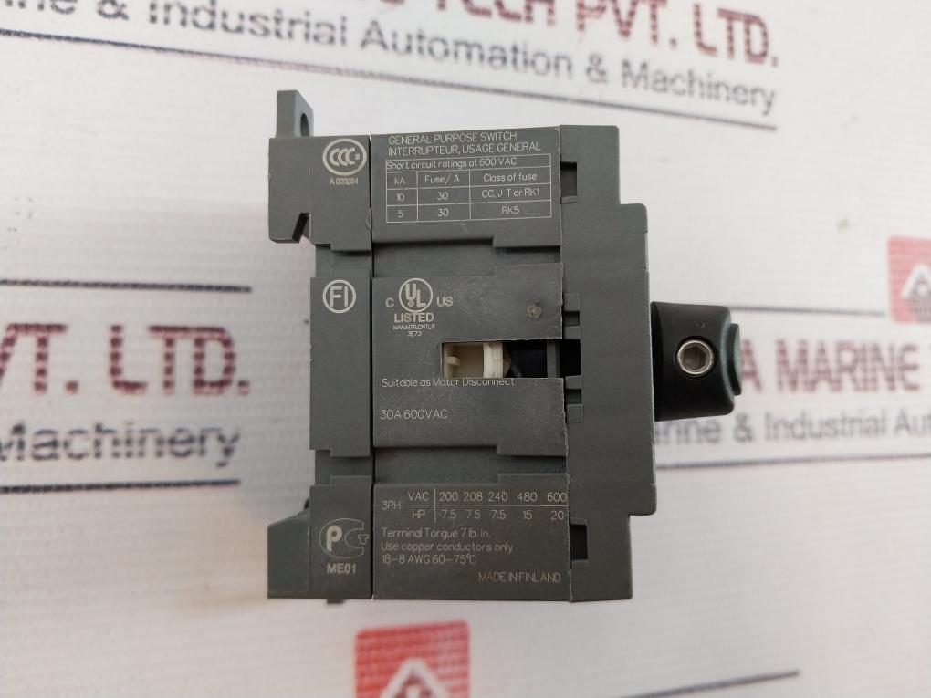 Abb Ot25F3 Disconnector Switch With Oa1G10 Auxiliary Contact