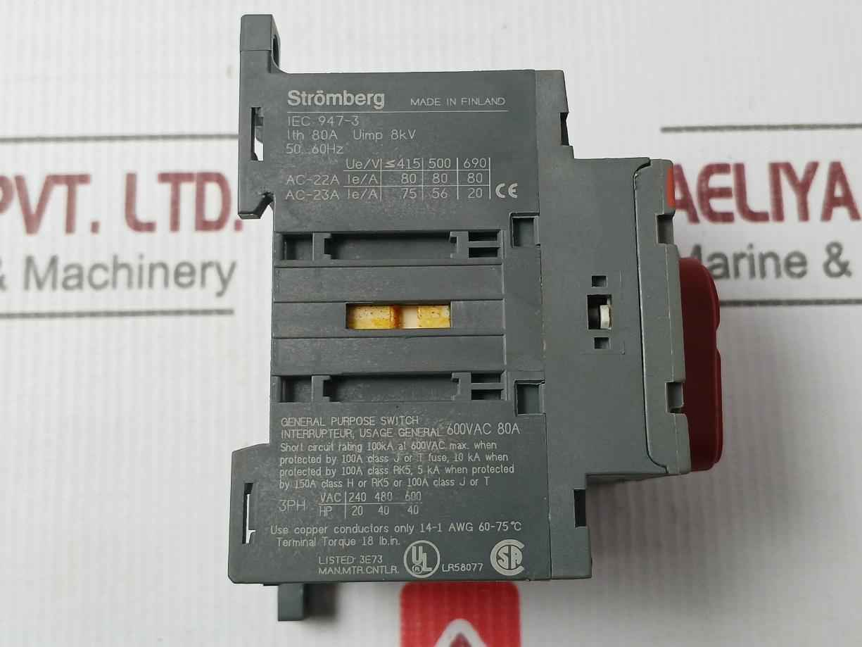 Abb Ot63E3 Load Break Switch 600 Vac 80A 50-60Hz 1Sca022352R7090