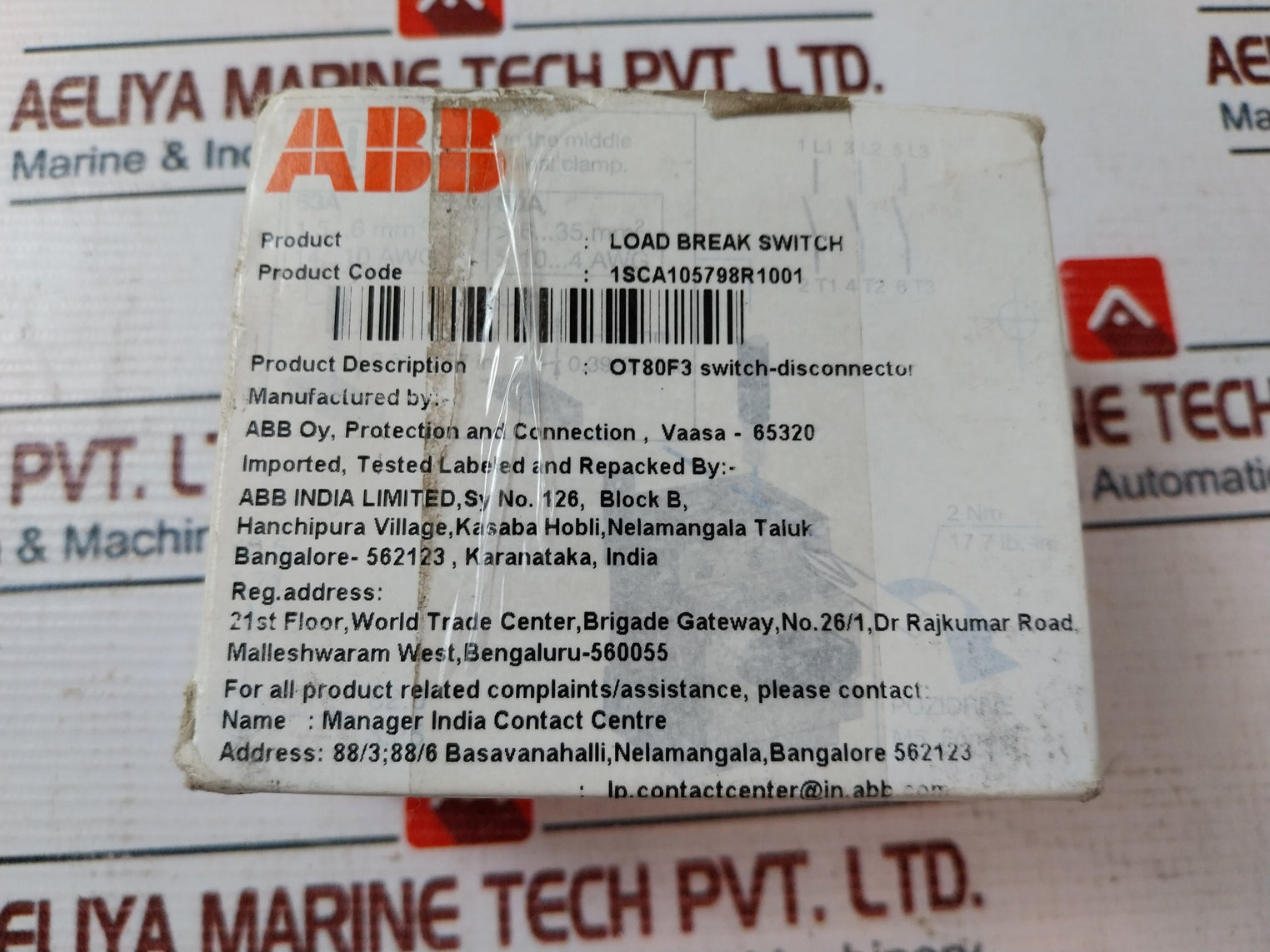 Abb Ot80F3 Switch Disconnector 1Sca105798R1001 80A 8Kv 50…60Hz