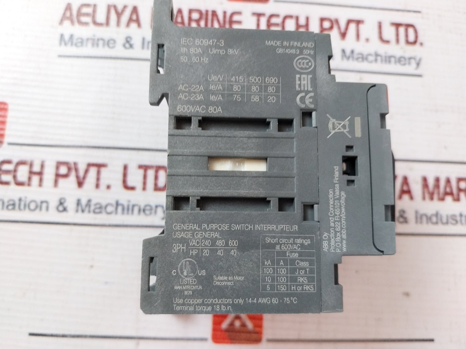 Abb Ot80F3 Switch Disconnector 1Sca105798R1001 80A 8Kv 50…60Hz