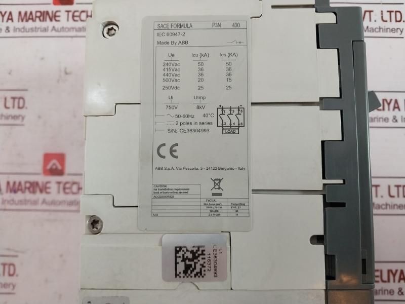 Abb P3N 400 Circuit Breaker Ce36304993 Adl24052071998 006010