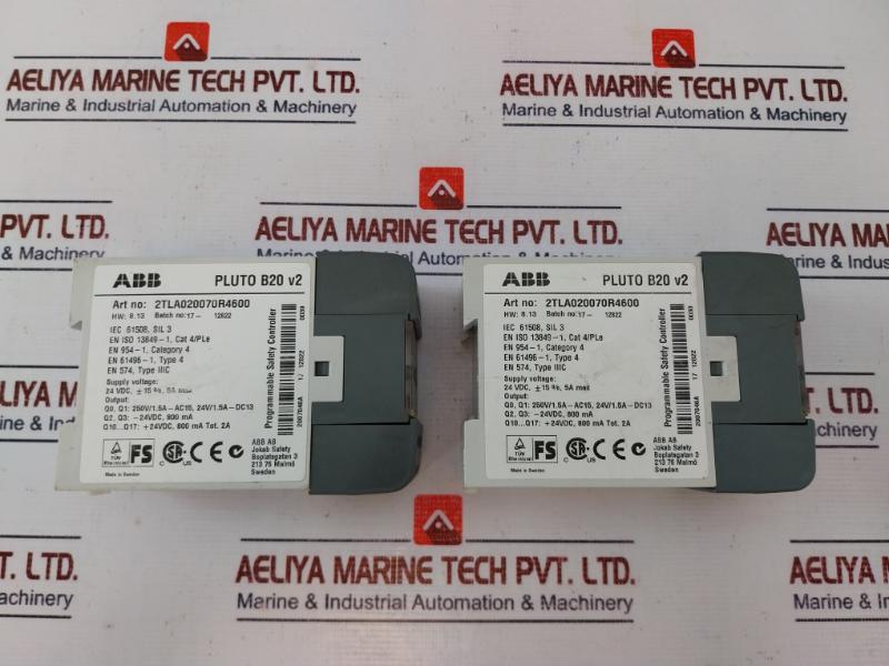 Abb Pluto B20 V2 Programmable Safety Controller 17-12822, 24 Vdc 5a