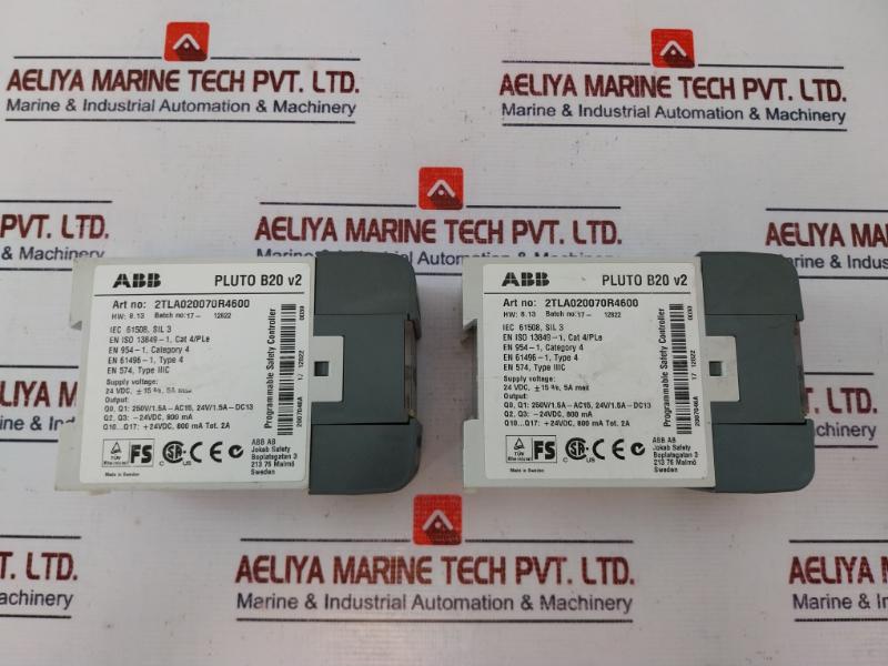 ABB PLUTO B20 V2 Programmable Safety Controller 17-12822, 24 VDC 5A
