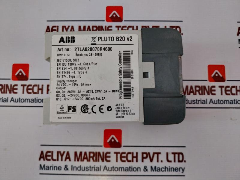 Abb Pluto B20 V2 Programmable Safety Controller 24 Vdc